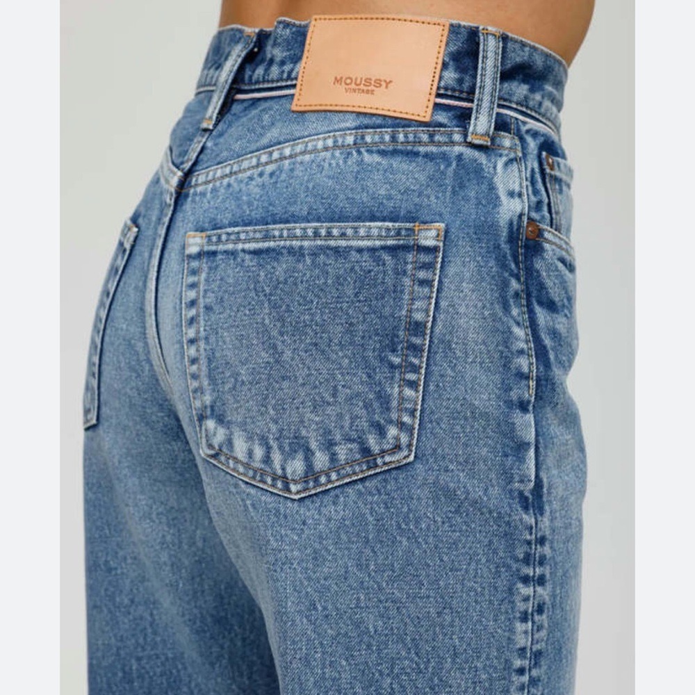 Moussy Vintage Trenton High Rise Wide‎ Straight Leg Jeans Light Wash Size 24 - Picture 2 of 10